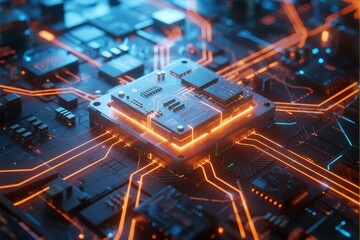 Advanced Microchip with Illuminated Circuitry
