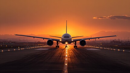 Majestic Sunset Airplane Takeoff