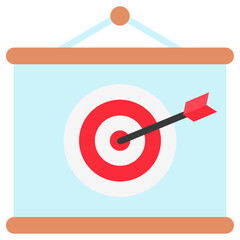 Target Board Flat Color Icon Mini Illustration Icon. Use For Modern Concept, Print, Ui, Ux Kit, Web And App Development. Vector Related To Office, Education, Examination And More

