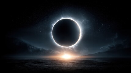 Obraz premium Annular Solar Eclipse over a Serene Landscape