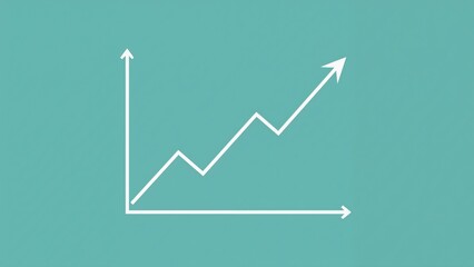 Displaying white zigzag line graph trending upward on teal background, with white axes