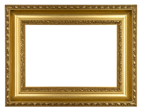 Ornate antique gold picture frame with intricate floral and leaf pattern carvings. - Powered by Adobe