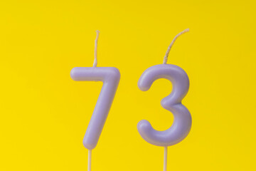 Number 73 Candle - Birthday with Yellow