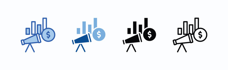Financial Forecast Icon Sheet Multiple Style Collection Isolated Vector