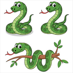 Fototapeta premium collection of slithering serpent poses cartoon vector art isolated white