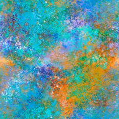 Digital paint Abstract blurred painted seamless pattern Bright blue, yellow, green summer natural colors Grunge effect