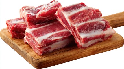 Fototapeta premium Raw Beef Short Ribs on Wooden Cutting Board