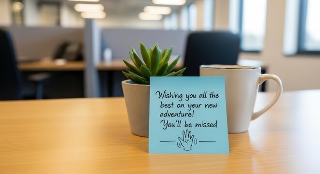Farewell Message on Office Desk: Best Wishes for a New Adventure