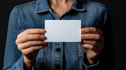 Naklejka premium Person Holding Blank White Card, Mockup Template