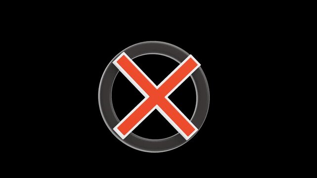 3D Animation of Wrong Cross Symbol | Alpha Channel