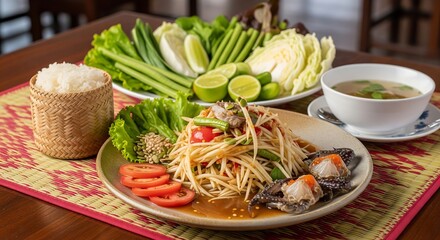 Fresh and Colorful Thai Cuisine Arrangement