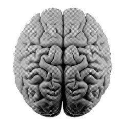 Halftone illustration of brain with transparent background 