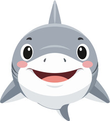 Happy Cartoon Shark with Big Smile