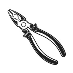 Pliers Tool Black Silhouette Minimal Vector Illustration