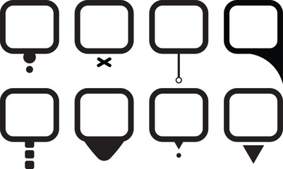 Location pin vector icons square shape set. Map pin place marker. Modern map markers. GPS location symbol collection. Vector illustration.