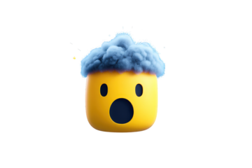 Emoji with Cloud Head Surprised Expression on Transparent Background