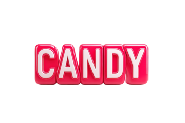 Bold Pink Candy Letters on Transparent Background for Sweet Food Advertising