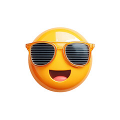 Happy Smiley Face Emoji Wearing Sunglasses with Transparent Background