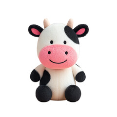 Cute Plush Cow Toy with Pink Nose and Black White Spots for Kids and Baby Playroom Decor