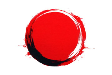 Red Abstract Circular Brush Stroke Design on Transparent Background for Artistic and Creative Projects