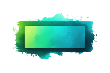 Colorful Abstract Watercolor Splash with Gradient Rectangle on Transparent Background