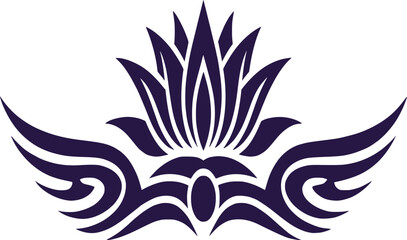 Abstract Floral Design Featuring a Symmetrical Decorative Element with Leaf and Petal Motifs in a Monochromatic Color Scheme Perfect for Tattoo Art