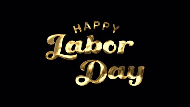 Happy Labor Day text animation with Gold, Silver and red color on Alpha Channel for celebration video promotional content, social media, or video intros related to Labor Day