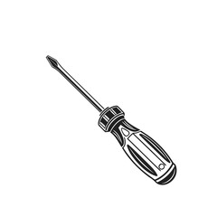 Fototapeta premium Screwdriver Tool Black Silhouette Minimal Vector Illustration