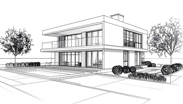 Modern house architectural drawing