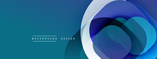 Abstract blue design features overlapping circles. Modern aesthetic, suitable for backgrounds, presentations, digital art. Minimalist style.