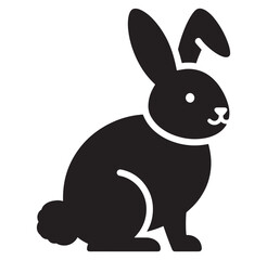 Obraz premium Black and white silhouette illustration of a cute sitting rabbit or bunny animal design