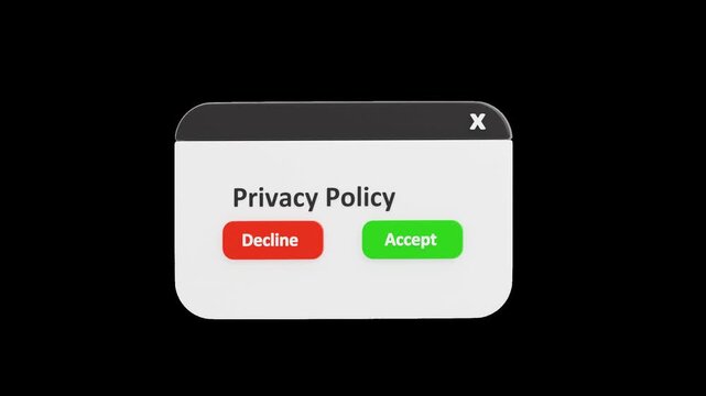 3D Animation of Privacy Policy Accept Refuse | Alpha Channel