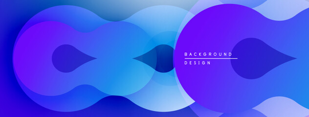 Abstract fluid shapes, blue hues dominate. Gradient transitions create depth, modern design element. Minimalist composition, vibrant colors.