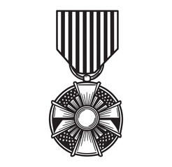 Obraz premium Classic vector illustration of a united states military medal for bravery and heroism