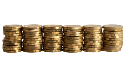 Abundant stacks of golden coins symbolize wealth, growth, and financial success in a clear, striking composition.