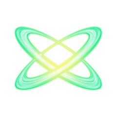 Intersecting Green Light Rings on Transparent Background
