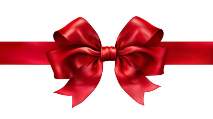 Fototapeta premium Luxurious Red Satin Ribbon Bow Isolated on White Background for Celebration and Gifting, cut out transparent
