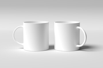 Blank mug mockup isolated on white 3D rendering 