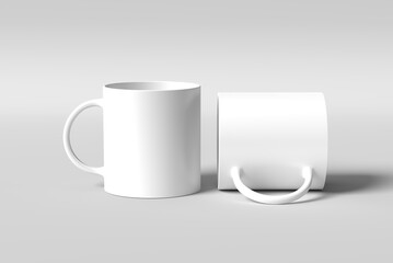 Blank mug mockup isolated on white 3D rendering 