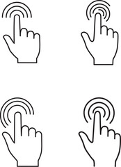 Fototapeta premium Hand Cursor Clicking or Pointing Icons Set in Simple Outline Style