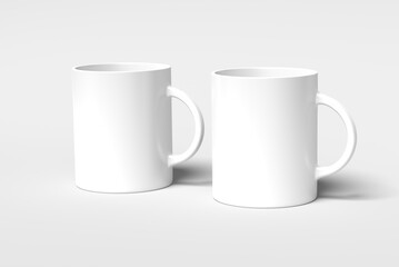 Blank mug mockup isolated on white 3D rendering 