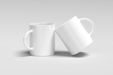 Blank mug mockup isolated on white 3D rendering 