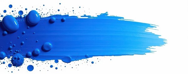 Obraz premium Abstract blue brush stroke, vibrant texture, paint splatters , color, shade, design