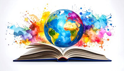 Colorful Globe on Open Book.
