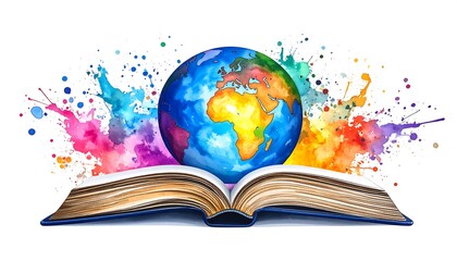 Global Education Open Book with Earth. (2)