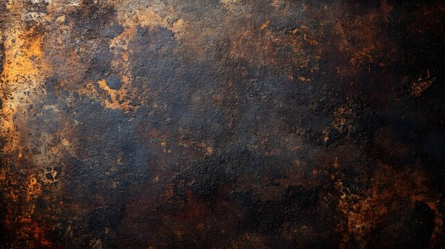 Dark grunge texture presents an abstract view with rusty brown and black colors providing visual interest. - Powered by Adobe