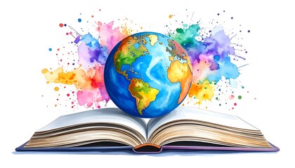 Global Education Open Book with Earth. (1)