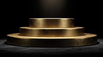 Gold tier pedestal, spotlight on dark