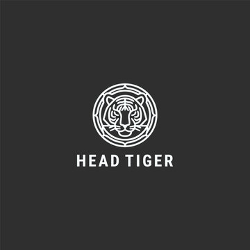 Head tiger logo with fierce, line style for strong and powerful branding.