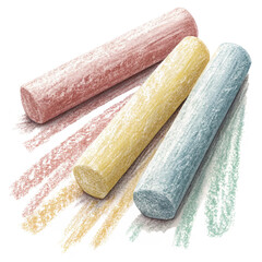 Vibrant chalk sticks create colorful art strokes, perfect for creative projects and educational fun